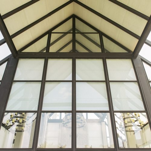 Glass roof of modern office building.